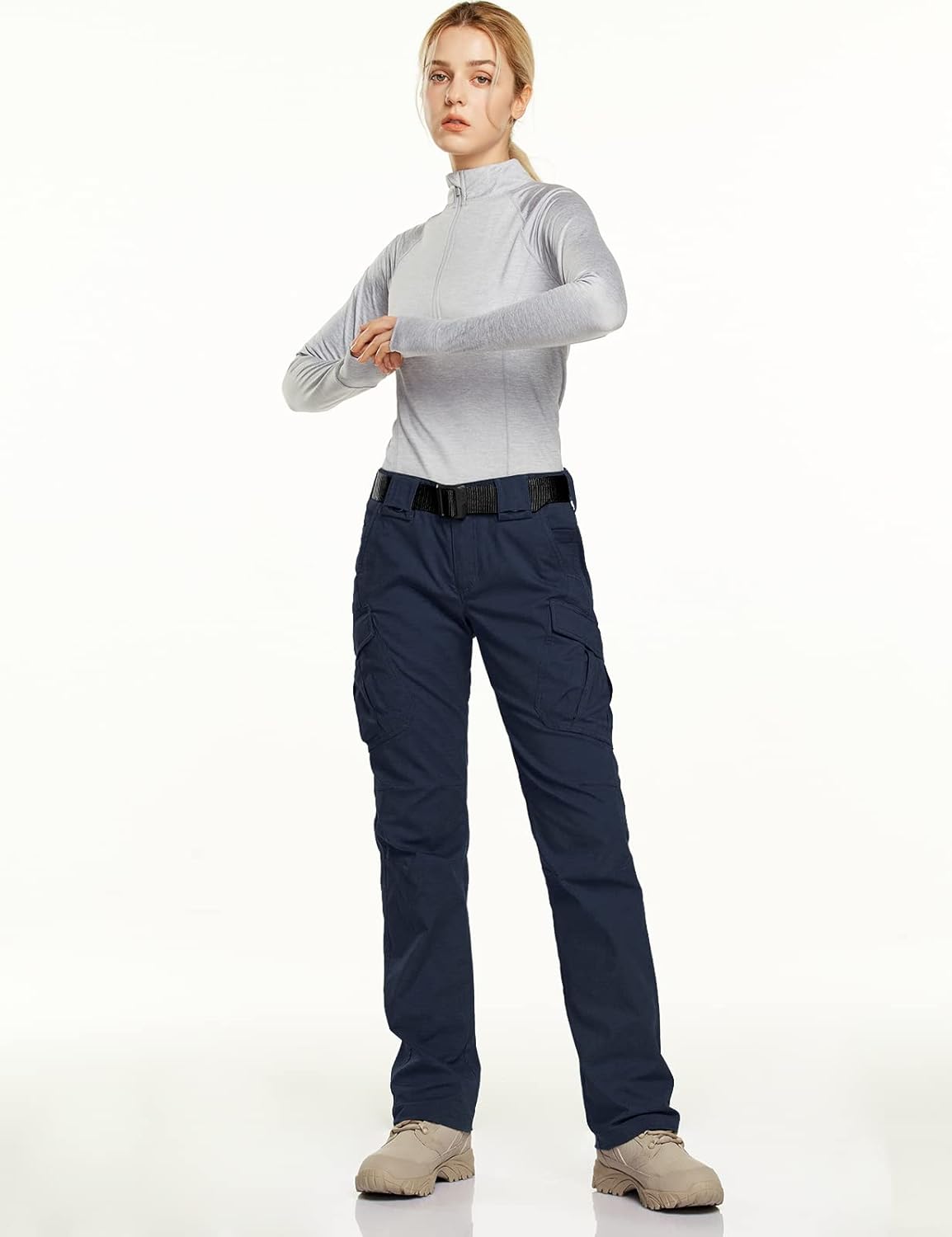 CQR Women's Flex Stretch Tactical Pants, Water Resistant Ripstop Cargo Work Pants with Pockets for Outdoor & Hiking