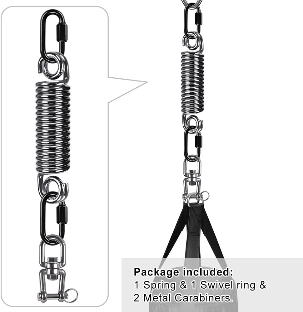 SELEWARE Heavy Bag Spring, Punching Bag Hanging Kit with Swivel & 2 Carabiners, 360 Rotational Hanging Accessory for Boxing Bag