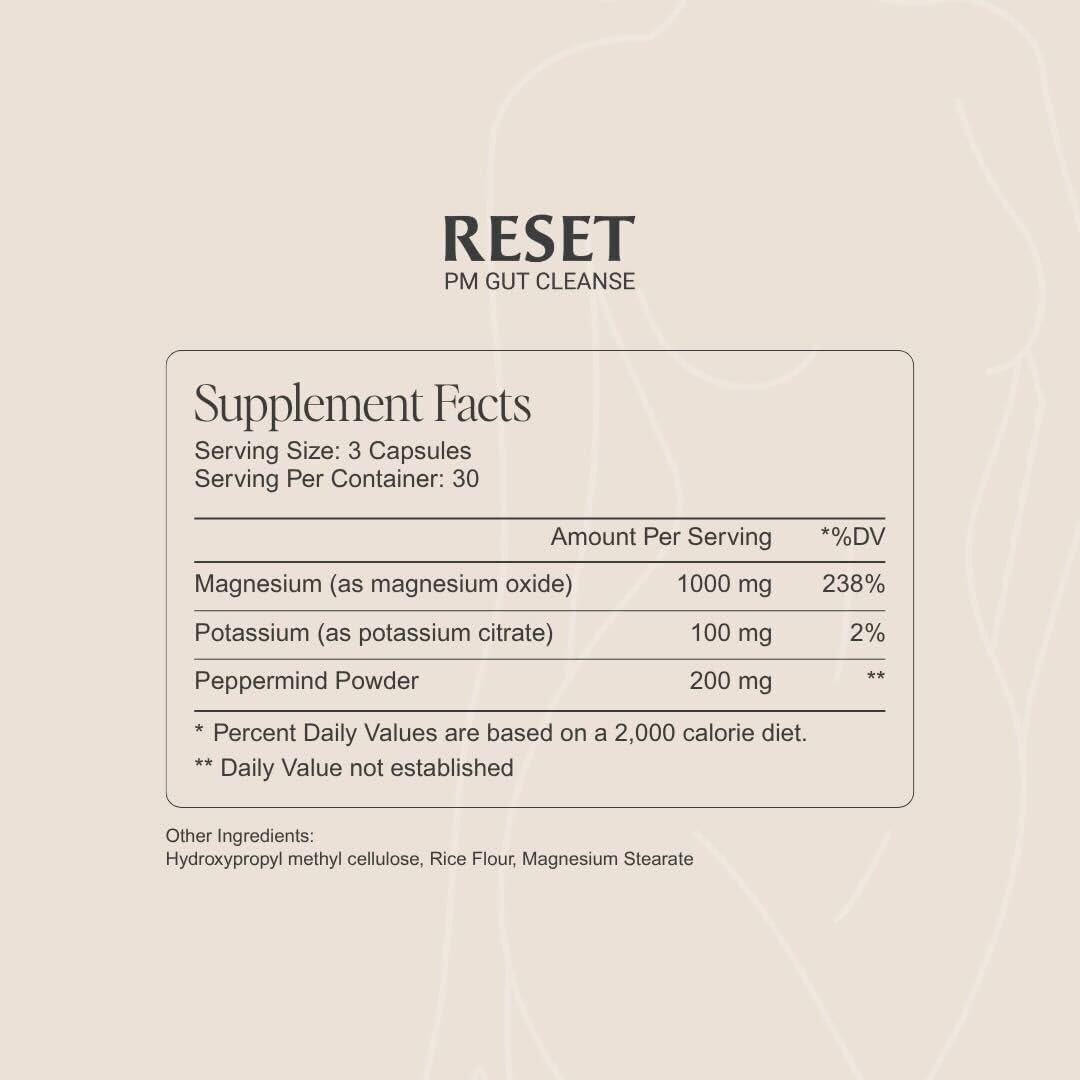 Paulina FITNESS Reset Overnight Digestive Aid, Bloating Relief, & Gut Health Supplement | Natural Detox & Digestive Cleanse to Support Weight Management and Relieve Constipation | 90 Capsules