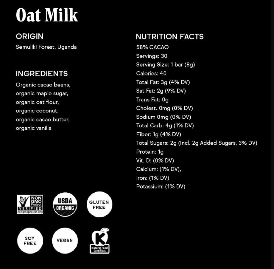 Raaka Oat Milk Chocolate Gift Box | 58% Cacao Vegan Milk Chocolate | Organic, Vegan, Gluten Free | Box of 30 Individually Wrapped Chocolates