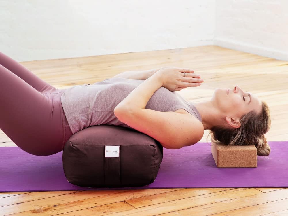 Sol Living Yoga Bolster Pillow Rectangular Meditation Cushion Cotton Meditation Accessories for Restorative Yoga Meditation Pillow Yoga Pillow Firm Body Pillow Bolster Pillow for Legs Removable Cover