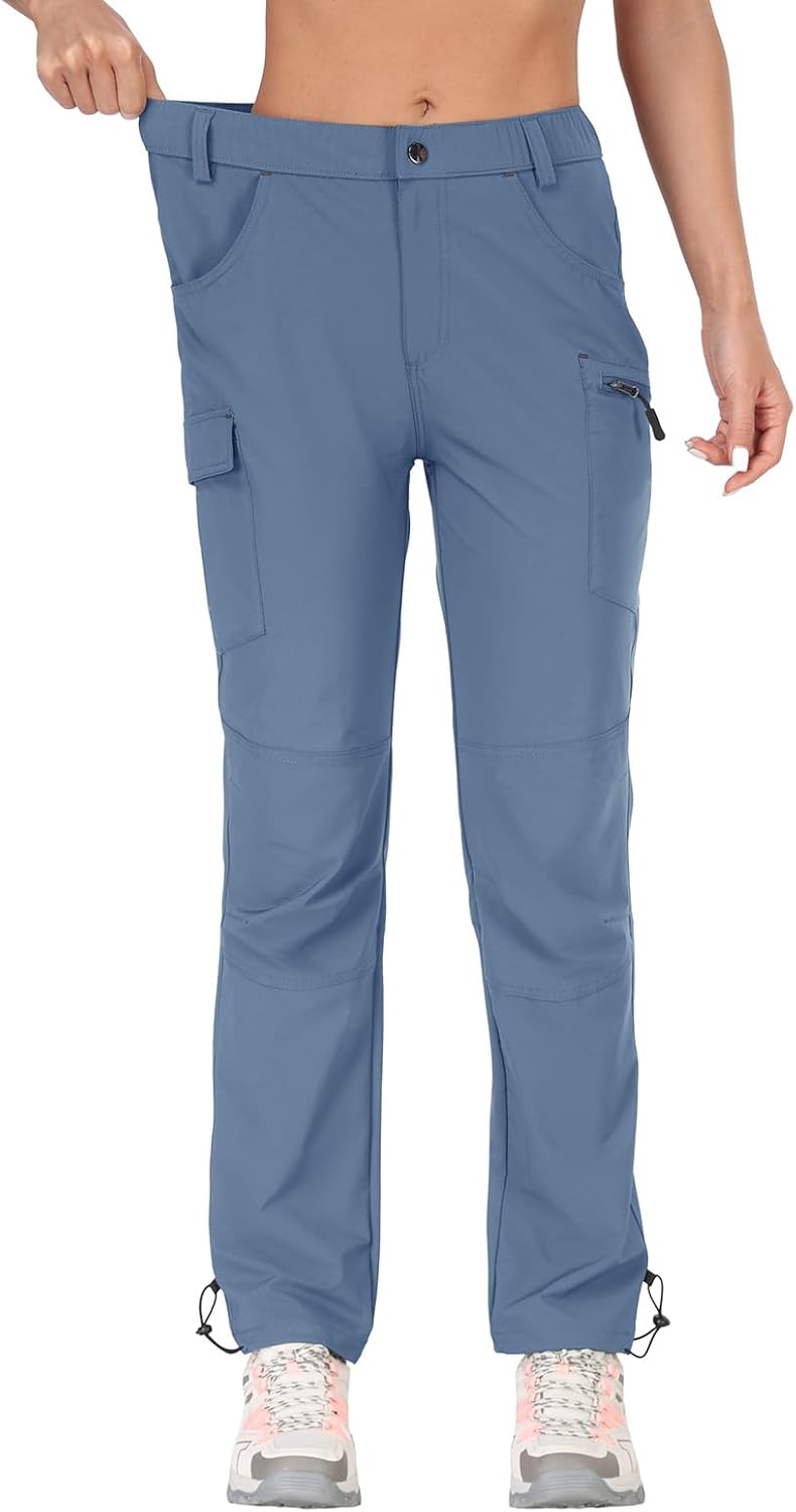 GymBrave Women's Hiking Cargo Pants Quick Dry Outdoor Camping Capris Water Resistant UPF 50 with Zipper Pockets
