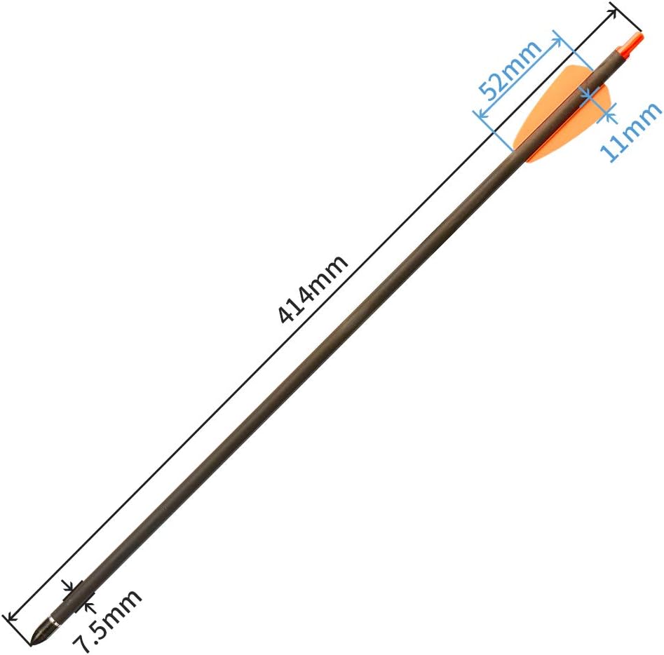 Crossbow Bolts 15 Inch Archery Carbon Crossbow Arrows with Moon Nocks Hunting Archery Arrows（12pcs