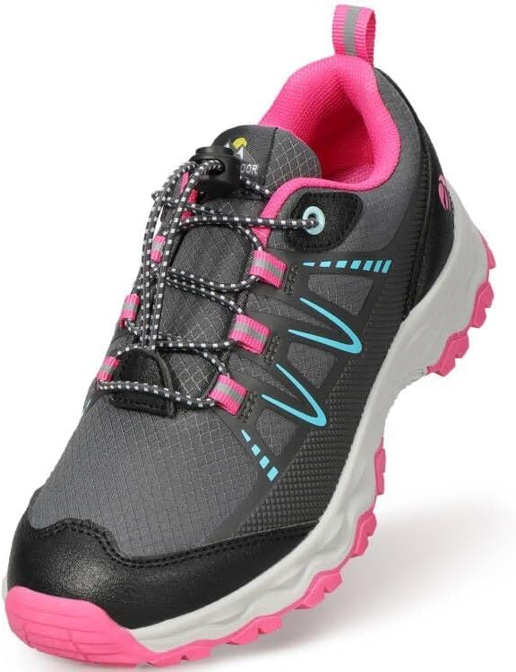 UOVO Boys Girls Hiking Shoes Kids Waterproof Running Trail Fashion Sneakers Breathable Lightweight Non-Slip Outdoor Walking Sports Shoe(Little/Big Kids)