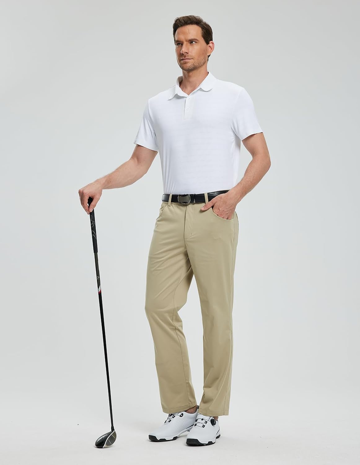 fit space Men’s Performance Golf Polo, Cooling Tennis Shirts, Seamless Stretch, Quick-Dry Short Sleeve with IceSilk Tech