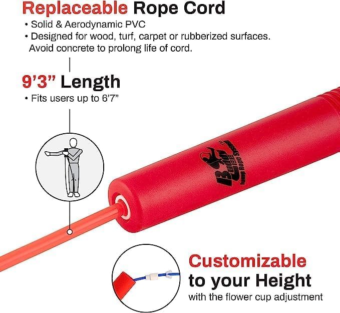 Buddy Lee Magic Speed Pro Fitness Jump Rope - | Ergonomically Designed Long Handles| Flower Cup Adjustment System| Endorsed by Jump Rope Champions | A Perfect Choice For Kids & Adults