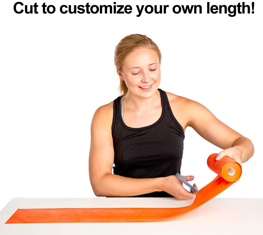 Resistance Band for Working Out - 8,16,24 Yard Resistance Bands Bulk Rolls - 10 Strengths in Light Medium and Heavy Exercise Bands - Latex Free Workout Bands Including iPhone App and e-Book