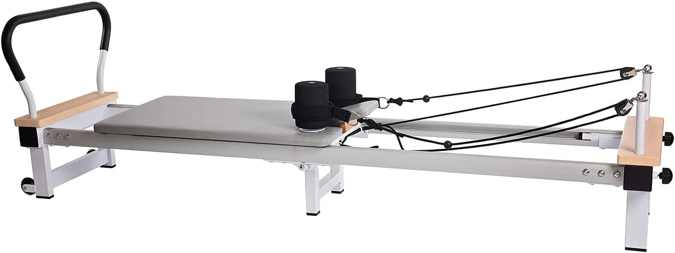 Stamina Products AeroPilates Precision Series Reformer Pilates Machine Resistance and Workout System for Home Gym, White/Gray