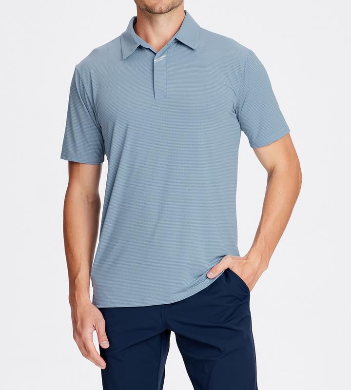 Damipow Premium Golf Shirts for Men Dry Fit Performance Polo Short Sleeve Collared Shirt