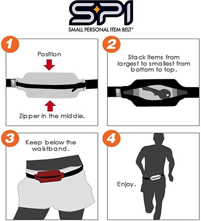 SPIbelt Running Belt for Women Men, Phone Holder for Running, Running Fanny Pack, Holder for Phone, Running Waist Pack, Adjustable Waist, [Fits All Phones]. Black White Polka Dot/Black Zipper