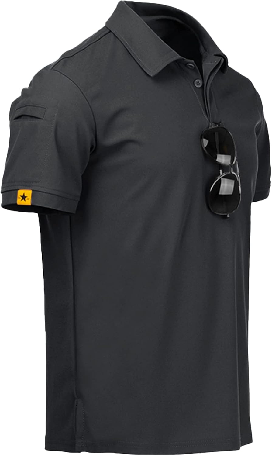 SCODI Mens Polo Shirts Performance Short Sleeve Tactical Shirts Athletic Golf Shirt for Men Daily Casual Collared T-Shirt