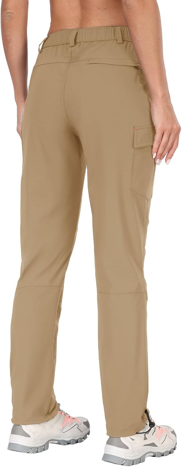 GymBrave Women's Hiking Cargo Pants Quick Dry Outdoor Camping Capris Water Resistant UPF 50 with Zipper Pockets