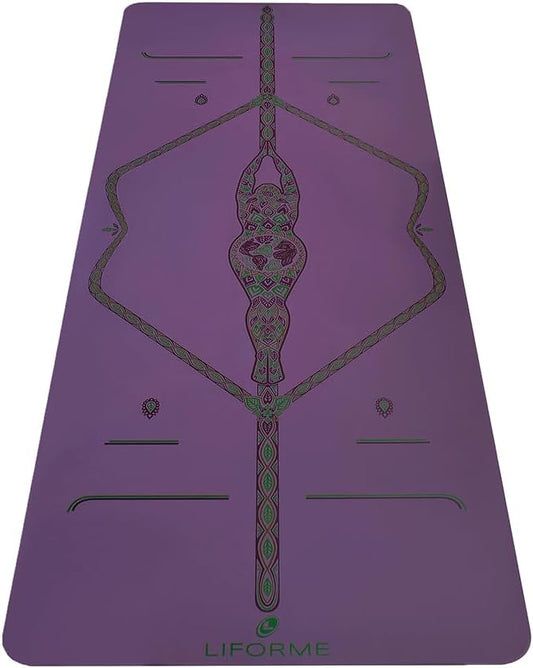 Liforme Printed Yoga Mat Collection - Free Yoga Bag Included - Patented Alignment System, Warrior-like Grip, Non-Slip, Eco-friendly, Sweat-resistant, Long, Wide and Thick for Comfort