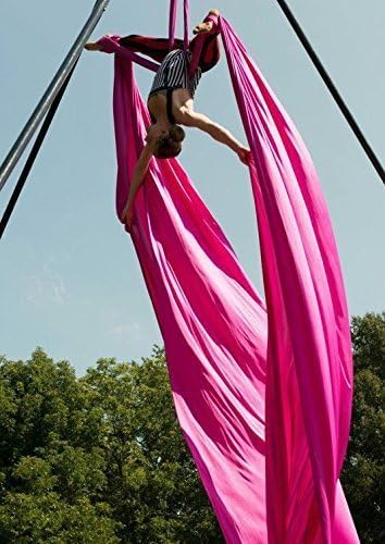 DASKING Aerial Silks Starter Kit - Durable 11Yards of Aerial Yoga Hammock with Hardware, Aerial Swing for Acrobatic Flying Yoga & All Levels (Aerial Rigging Point Up to 14ft)
