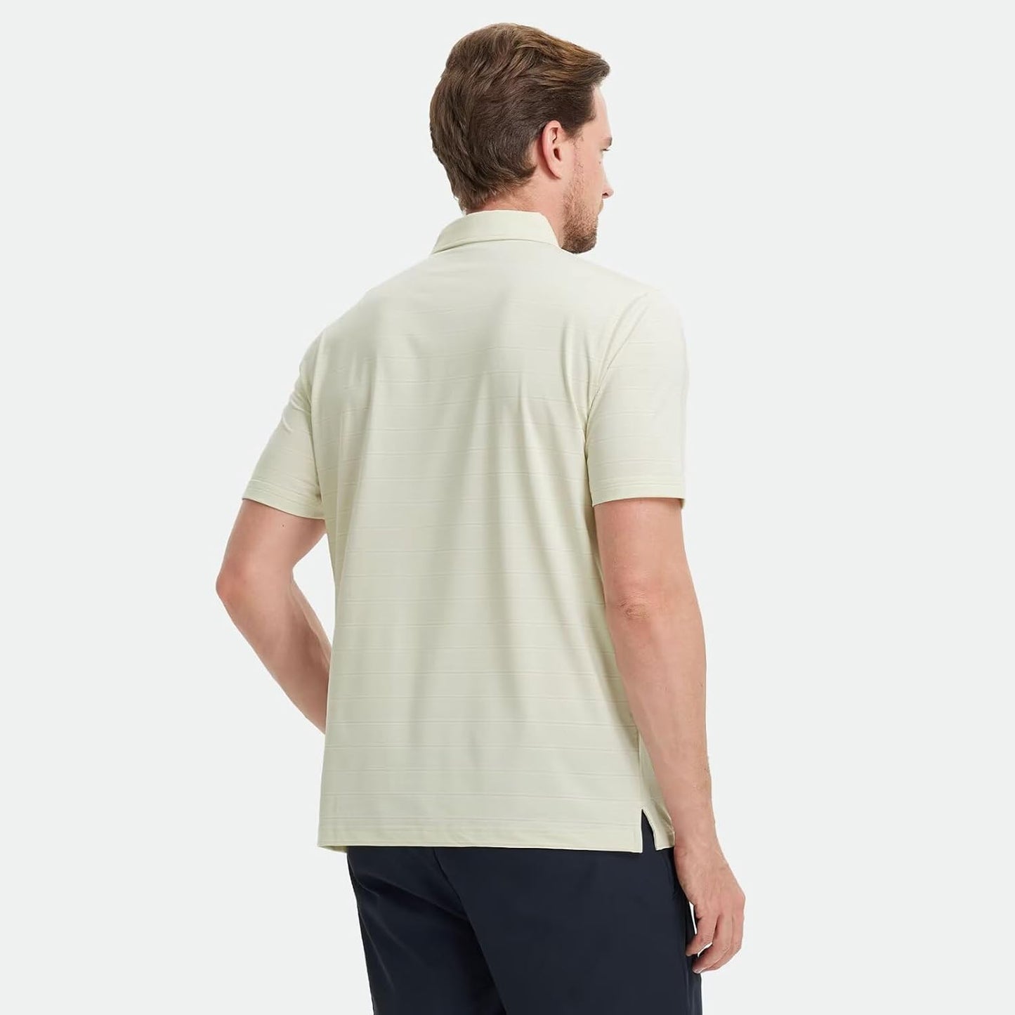 M MAELREG Golf Shirts for Men Moisture Wicking Striped Polo Performance Dry Fit Business Sports Mens Polo Shirts Short Sleeve