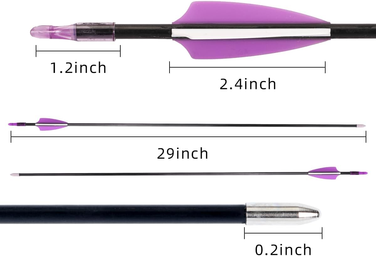 LWANO 28" Fiberglass Arrows - Archery Practice Target Arrows with Blunt Tips Durable Shaft for Youth Kids Children Beginners on Recurve&Long Bows(Pack of 12)