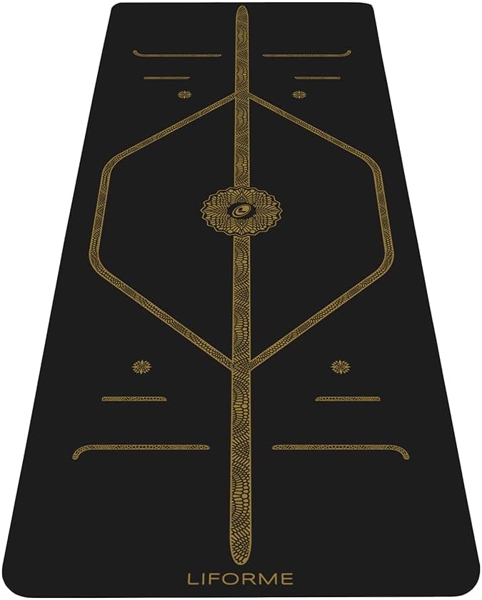 Liforme Printed Yoga Mat Collection - Free Yoga Bag Included - Patented Alignment System, Warrior-like Grip, Non-Slip, Eco-friendly, Sweat-resistant, Long, Wide and Thick for Comfort