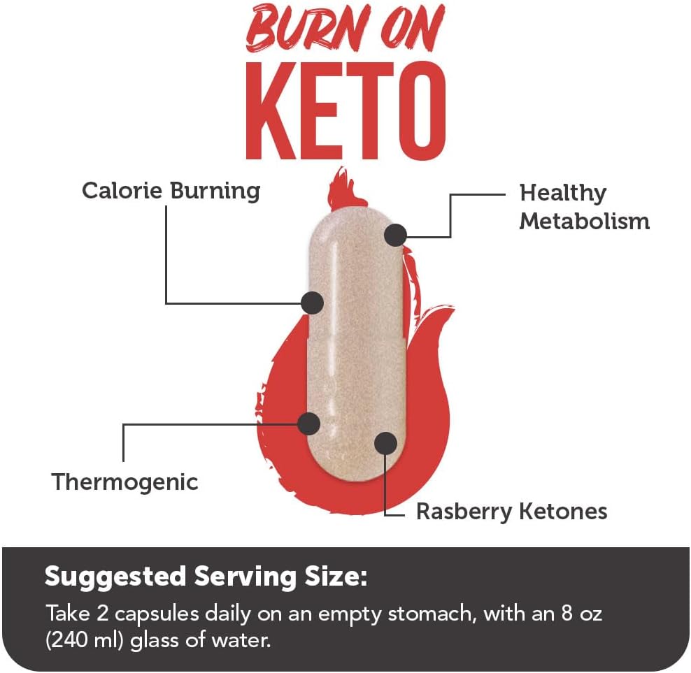 Vitamin Bounty Burn On Thermogenic Keto Fat Burner for Men & Women - Weight Loss Supplement with Raspberry Ketones - Metabolism Booster, Energy Pills, Appetite Suppressant - 60 Capsules