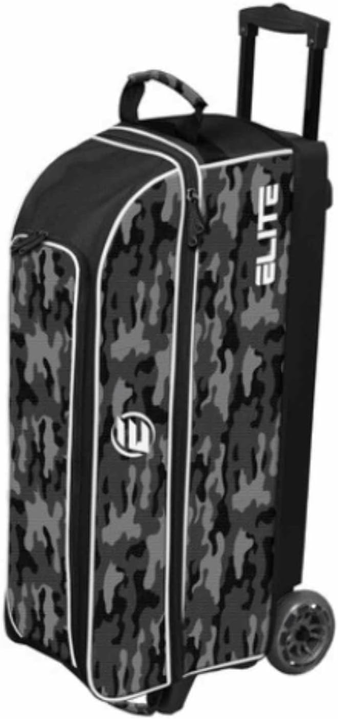 ELITE Basic Triple Roller Black Bowling Bag - 3 Ball Roller, Fits 2 Pairs of Size 15 Shoes, Air Travel-Friendly