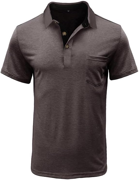 Men's Casual Polo Shirts Classic Button Basic Short Sleeve Shirt Solid Color Cotton Tees Golf Stylish Tops