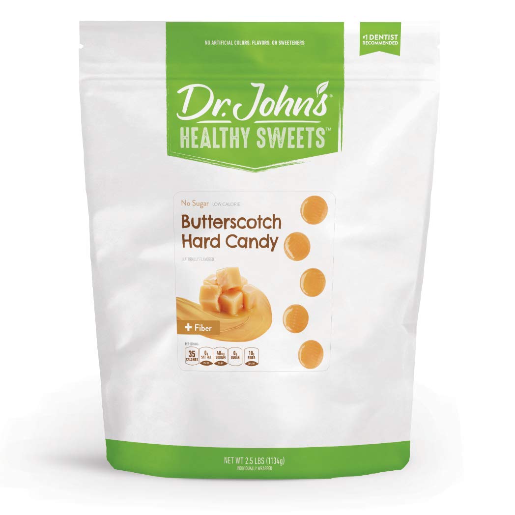 Dr. John’s Sugar Free Candy, Healthy Hard Candy with Zero Sugar, Low Calorie Snack, Keto Friendly, Vegan, Gluten Free, Butterscotch, 252 Count, 2.5 LB