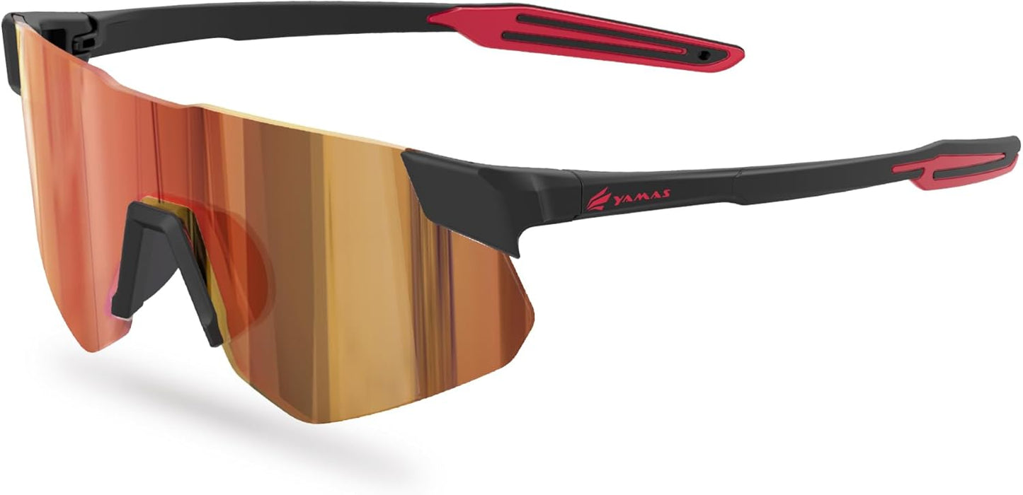 YAMAS Sport Sunglasses for Mens Womens, Wrap around Sunglasses, Non-Slip Nose Pads for Climbing and Running, UV400 Protection