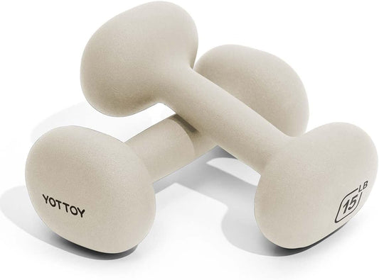 YOTTOY Weights Dumbbells Set for Women,2-15 Pound Dumbbells Set of 2, Non-Slip Hand Weights for Home Workouts, Portable Strength Training Neoprene dumbbells