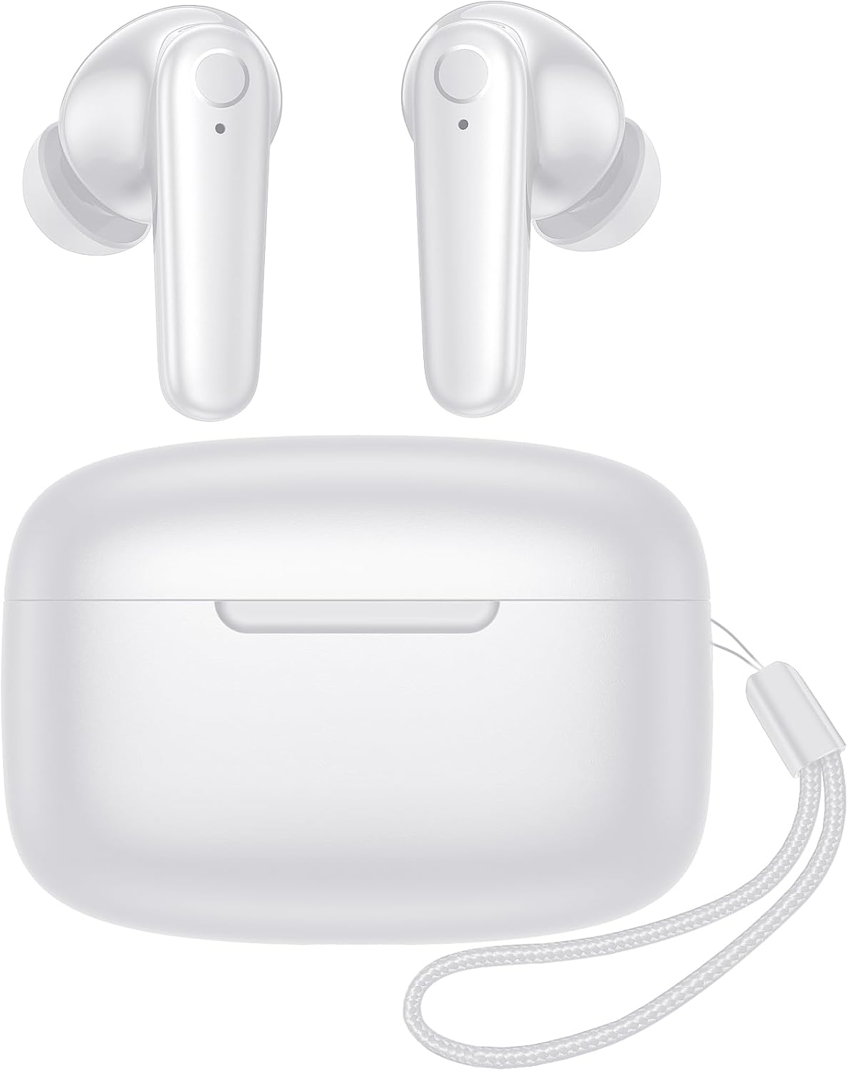 kurdene Wireless Earbuds Bluetooth 5.4 Headphones 60H Playtime Deep Bass Stereo Ear Buds with Mic Comfort Lightweight in Ear Earphones for Workout/Running White