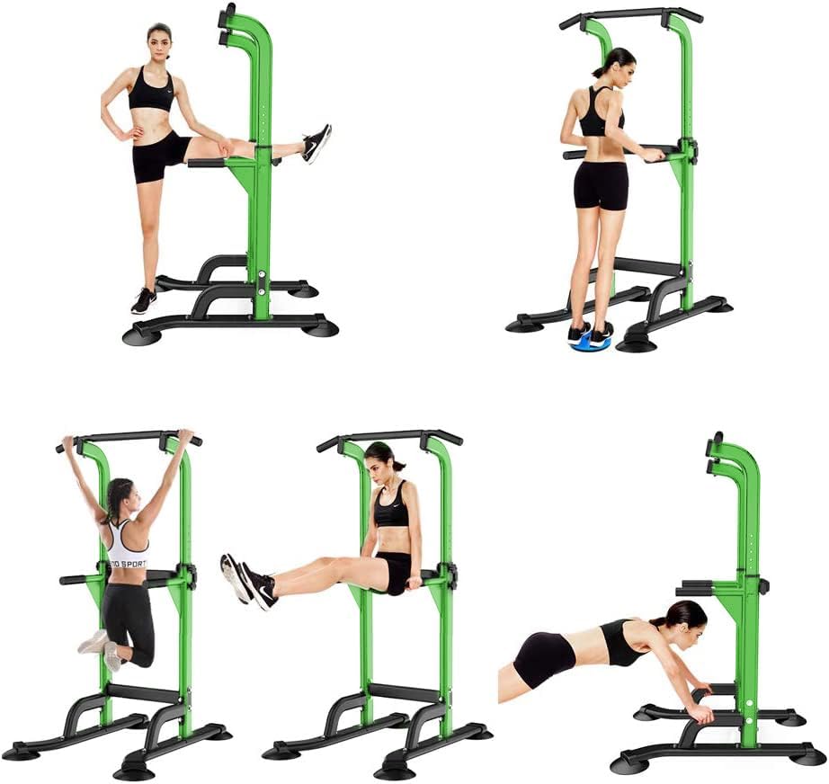 SogesHome Power Tower Pull Up Bar and Dip Station Adjustable Height Dip Stand Multi-Functional Strength Training Fitness Workout Station
