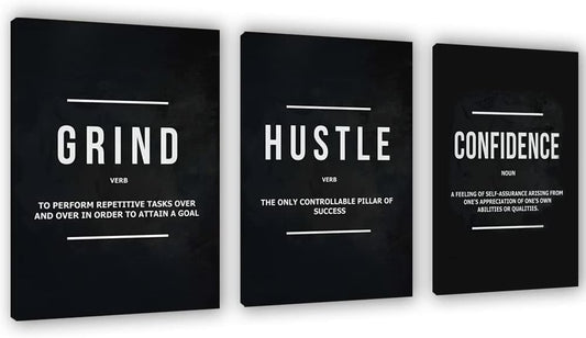 Yetaryy Motivational Poster Inspirational Wall Art 3 Pieces Canvas Painting Lion Artwork for Living Room Office Modern Home Decor Prints Pictures Wall Decor Framed Ready to Hang [36''Wx 16''H]