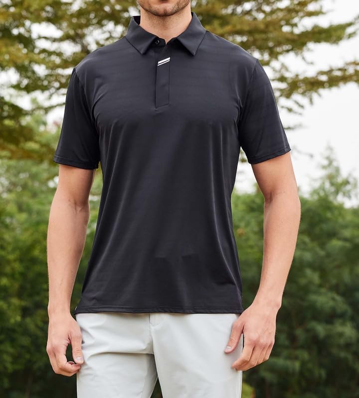 Damipow Premium Golf Shirts for Men Dry Fit Performance Polo Short Sleeve Collared Shirt