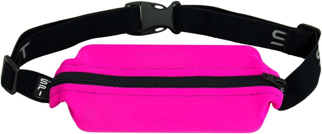 SPIbelt Running Belt for Women Men, Phone Holder for Running, Running Fanny Pack, Holder for Phone, Running Waist Pack, Adjustable Waist, [Fits All Phones]. Fuchsia with Black Zipper