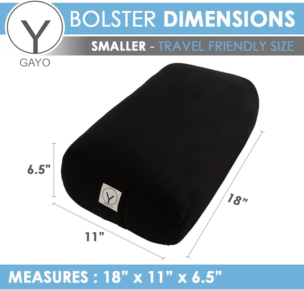 GAYO Yoga Bolster for Restorative Yoga - 100% Cotton, Includes Washable Cover and Carry Bag