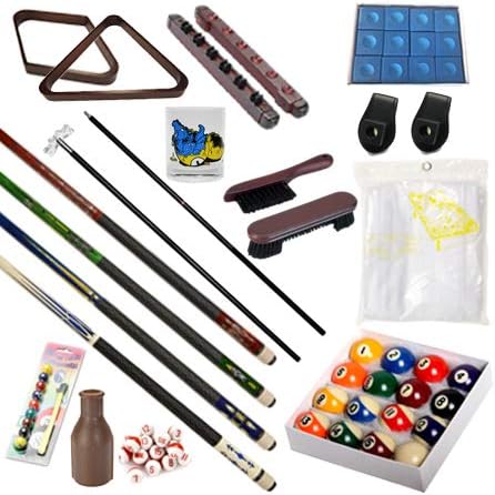Pool Table - Premium Billiard 32 Pieces Accessory Kit - Pool Cue Sticks Bridge Ball Sets