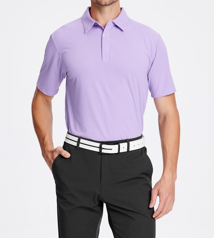 Damipow Premium Golf Shirts for Men Dry Fit Performance Polo Short Sleeve Collared Shirt