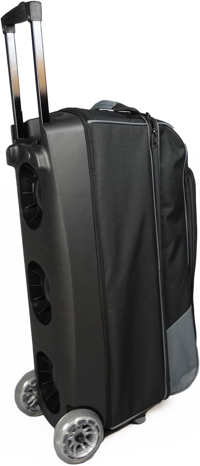 ELITE Basic Triple Roller Black Bowling Bag - 3 Ball Roller, Fits 2 Pairs of Size 15 Shoes, Air Travel-Friendly