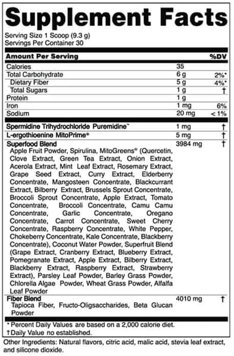 Advanced Greens Plus Powdered Superfood Formula 50 Fruits, Vegetables, Herbs, and Superfoods - Vegan, Vegetarian - 9.84 OZ - 279 g