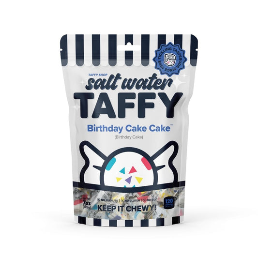 Taffy Shop Birthday Cake Cake Salt Water Taffy – Gourmet Soft Chewy Candy, Bulk Sweet Snack, Fresh Gift & Gluten-Free, 140 Individually Wrapped Pieces (32oz)