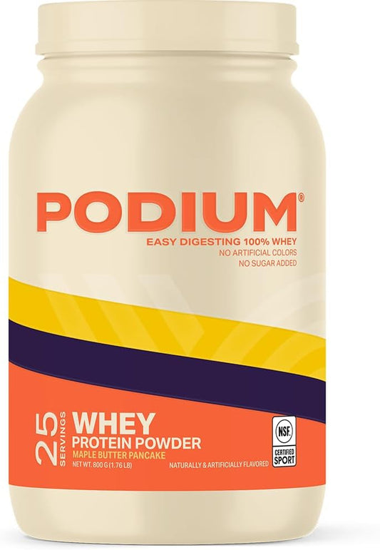 Podium Nutrition, 100% Whey Protein Powder, 25 Servings, 25g of Whey Protein Per Serving, Maple Butter Pancake, Gluten Free, Soy Free, No Artificial Colors
