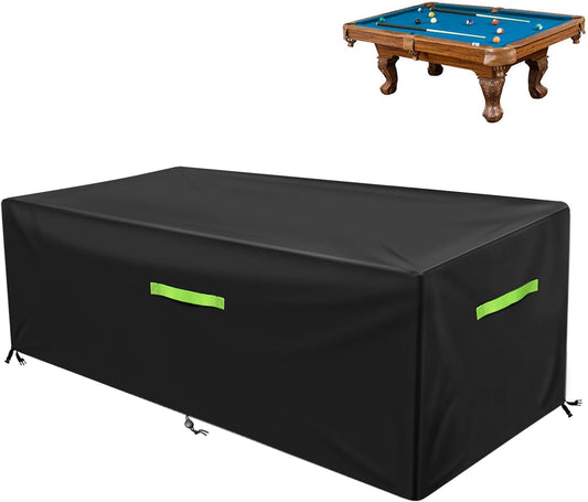 GEMITTO 7/8/9 ft Pool Table Cover, Waterproof Billiard Cover Polyester Fabric for Snooker Billiard Table (102x53x32in) Black