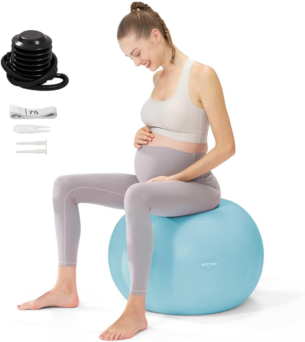 YOTTOY Pregnancy Ball - 1.8mm Thick Birthing Ball for Maternity Physio and Birth Preparation, Yoga and Exercise for Pregnancy - Includes Pump