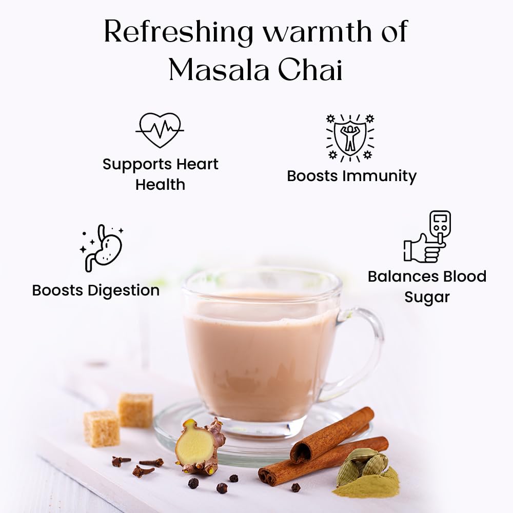 Blendart India's Original Masala Chai Tea bags 50 Count | Eco- Conscious Tea Bags | Premium Assam Black Tea | Ginger and Cardamom Flavour | Whole Loose leaf Tea bags | Indian Spiced Chai Tea Bags