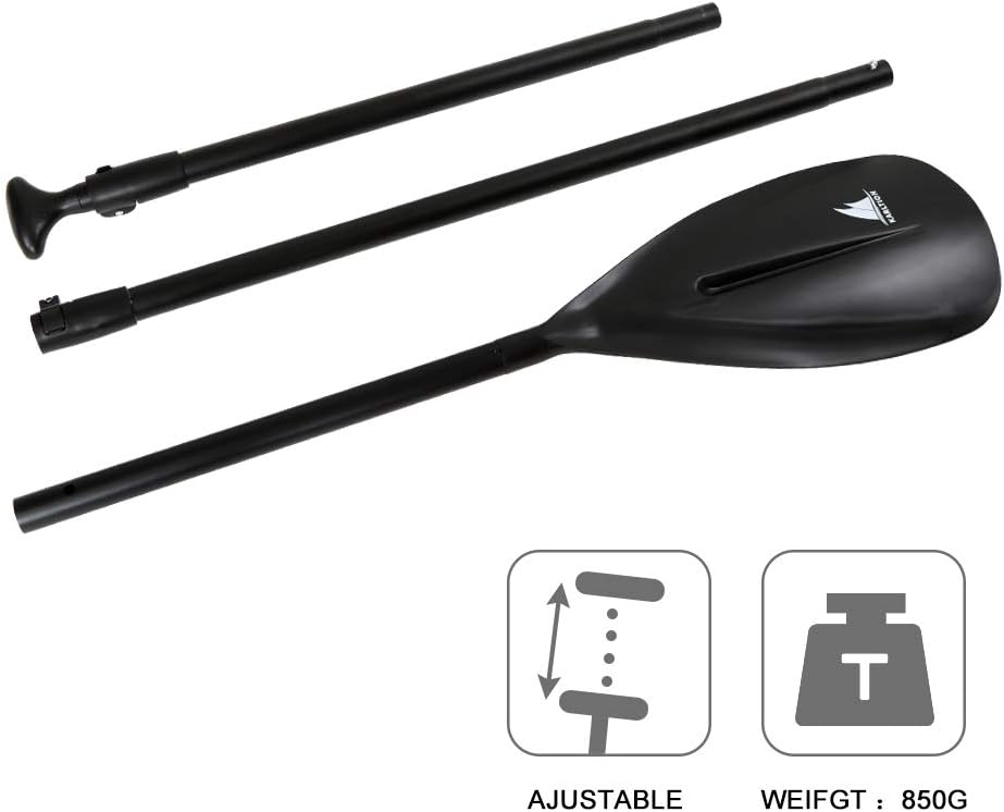 SUP Paddle - 3-Piece Adjustable Aluminium SUP Paddle with Glass Fiber Blade for Surfing, Floating, Water Sports