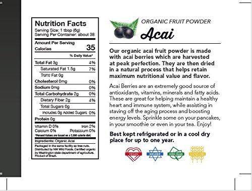 Organic Acai Powder - Northwest Wild Foods - Sweet Antioxidant Healthy Pure Dried Fruit Natural Hand Harvested - in Smoothies, Oatmeal, Dessert (8 Ounces)