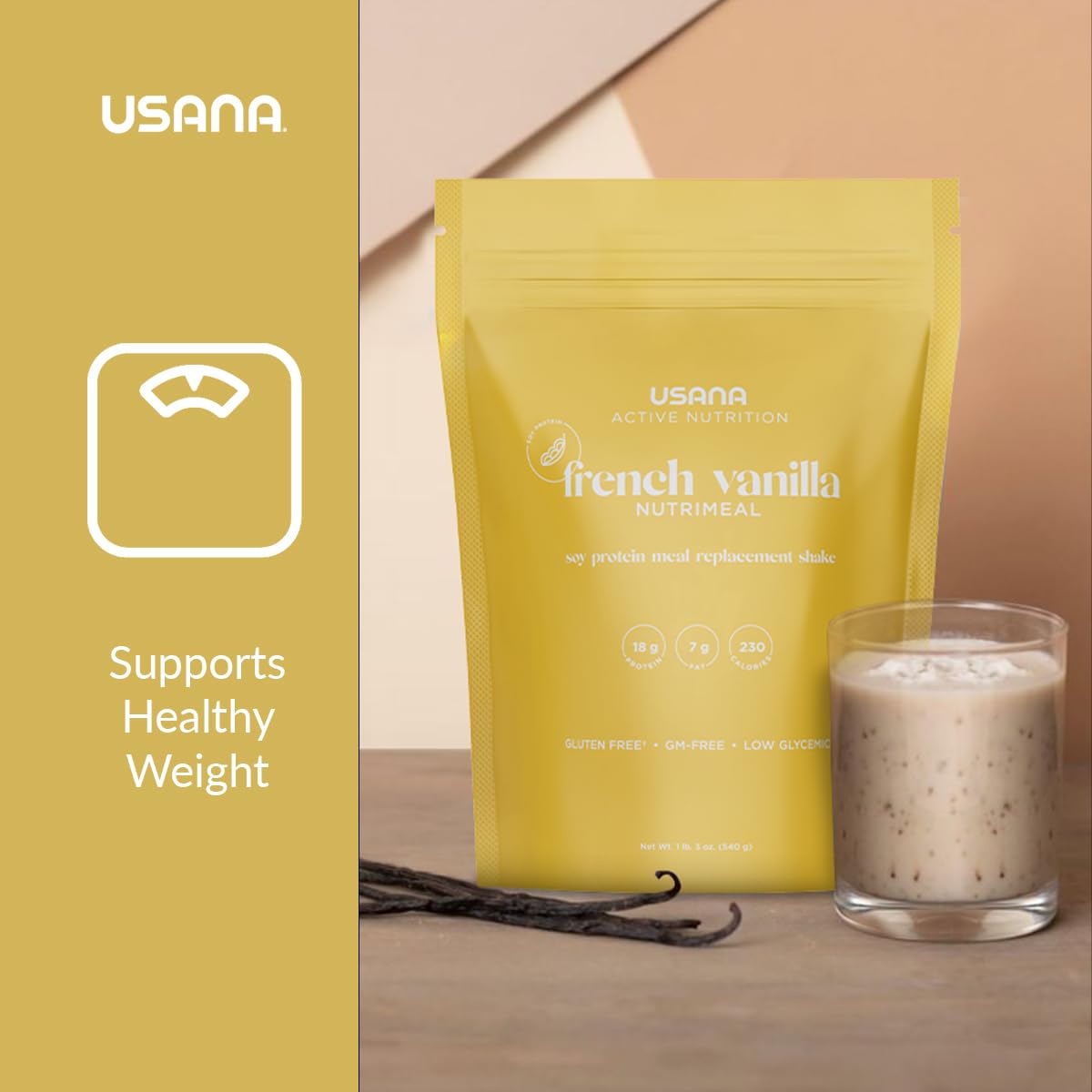 USANA Nutrimeal Meal Replacement Shake - French Vanilla - NON-GMO - Gluten Free - Low Glycemic - 540 Grams - 9 Servings