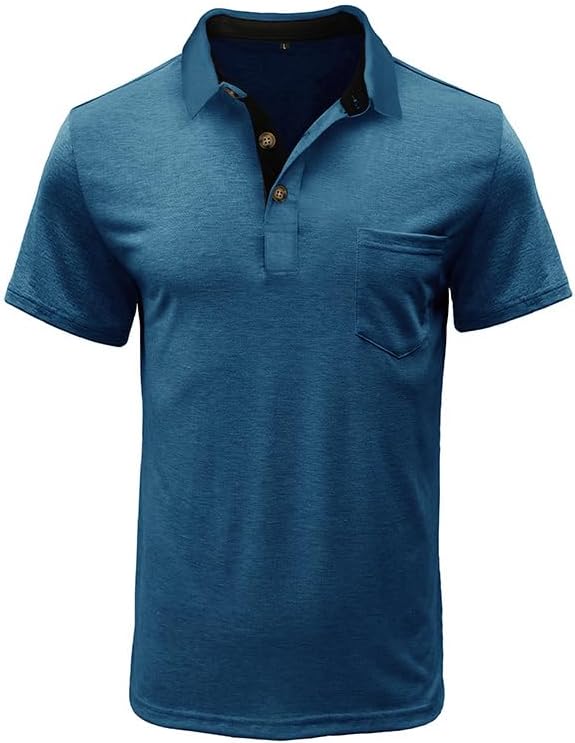 Men's Casual Polo Shirts Classic Button Basic Short Sleeve Shirt Solid Color Cotton Tees Golf Stylish Tops
