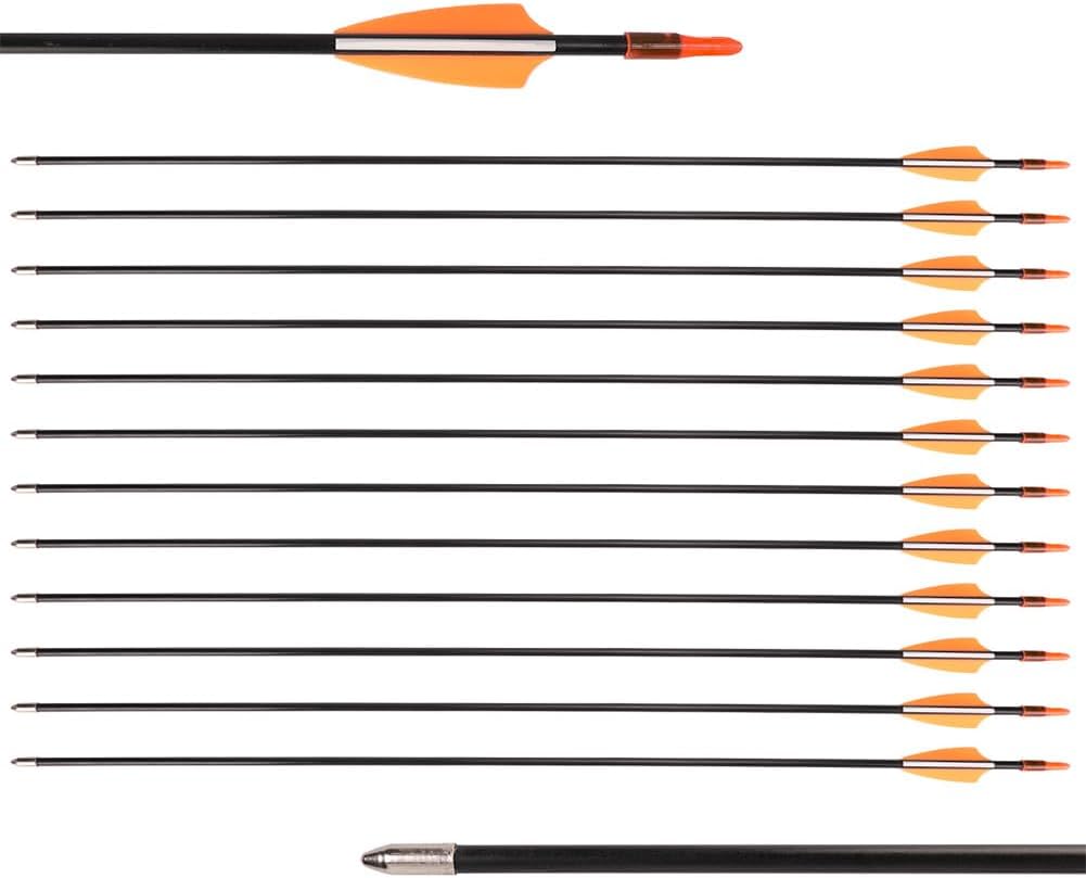LWANO 28" Fiberglass Arrows - Archery Practice Target Arrows with Blunt Tips Durable Shaft for Youth Kids Children Beginners on Recurve&Long Bows(Pack of 12)