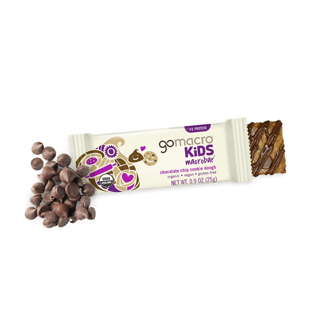 GoMacro Kids MacroBar Organic Vegan Snack Bars – Peanut Butter Cup & Chocolate Chip Cookie Dough (0.90 Ounce Bars, 7 Count) (Pack of 2)