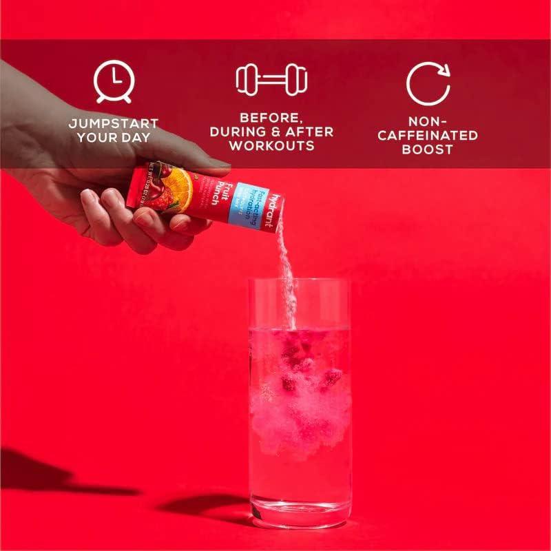 HYDRANT Hydrate, Individual Hydration Electrolyte Powder Stick Packets with No Artificial Sweeteners, Colors, or Fillers (Fruit Punch, 30 Pack)