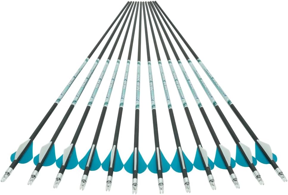 Linkboy Archery 0.001 30inch Carbon Arrows 300 340 400 500 600 Spine Target Practice Arrows Recurve Compound Hunting Bow Longbow 12pcs